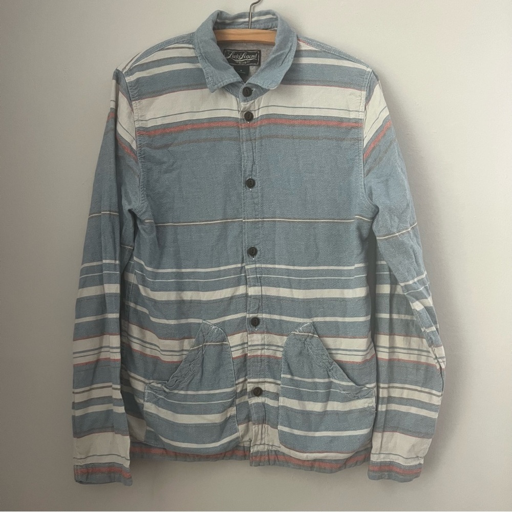 Lucky Brand Lucky Legend long sleeve stripe blanket shirt button down blue S